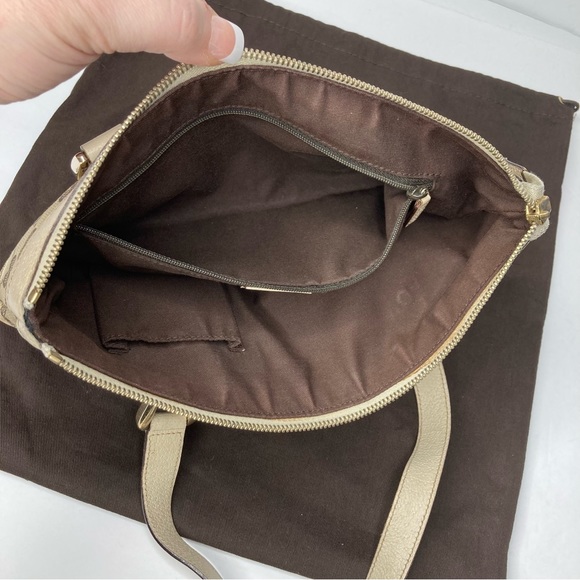 Authentic GUCCI Abbey Tote Tan GG Canvas & Beige Cream Leather - Picture 15 of 16